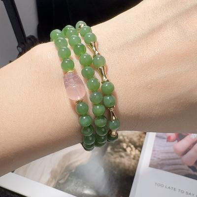 High Quality S925 Sterling Silver Natural Hetian Jade Blue Water Jadeite Beaded Temperament Simple Bracelet Women