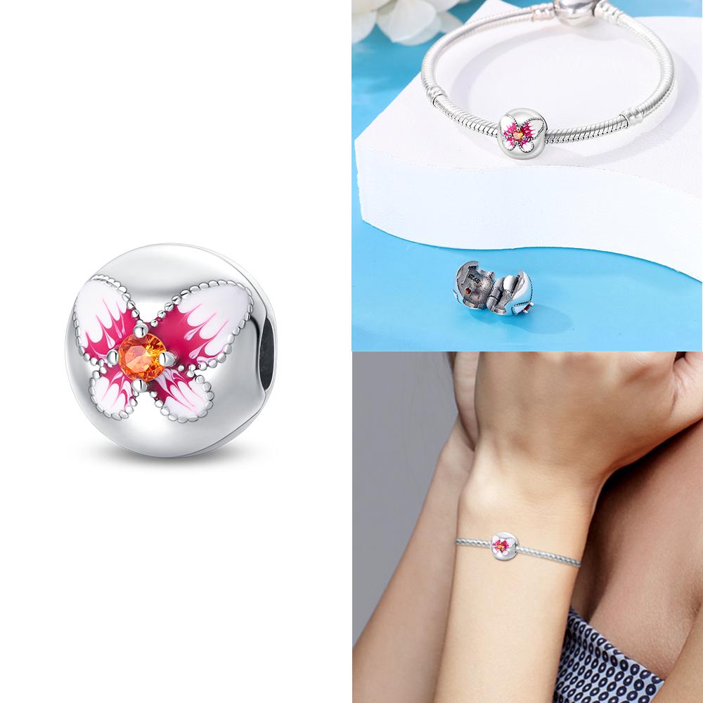 Pink Butterfly Snowflake Blue Star Moon Charms Copper Original Beads Fit Bracelet Jewelry Gifts Accessories Women