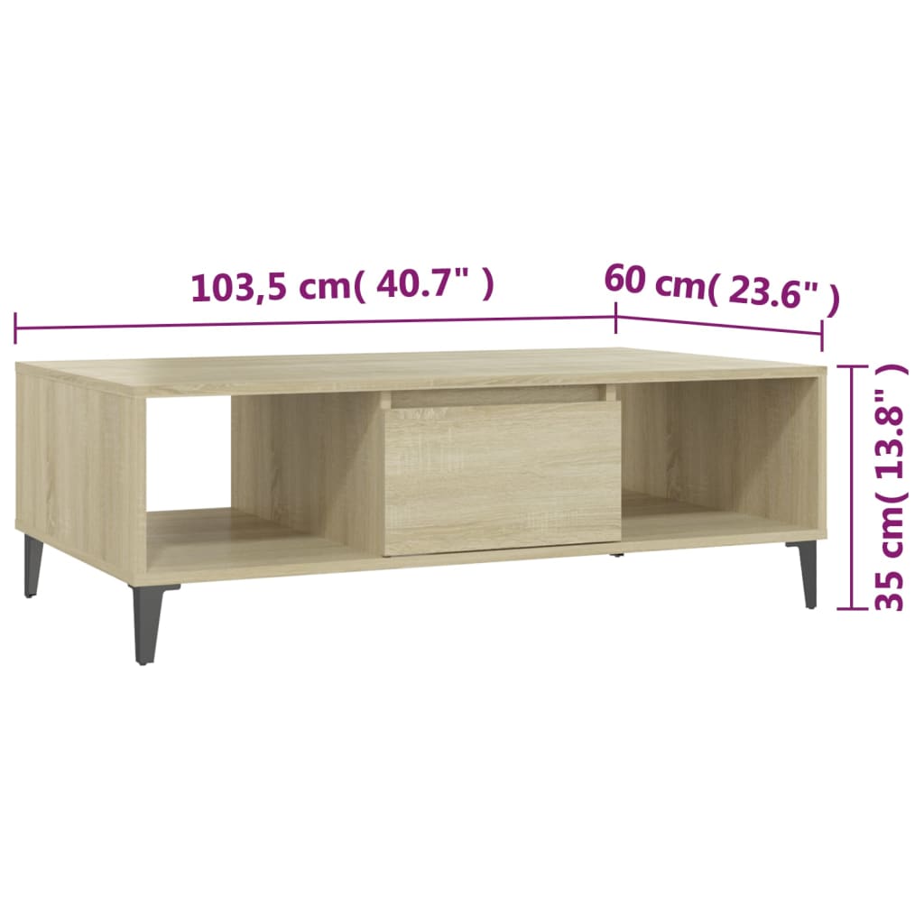  Coffee Table, Sonoma Oak, 103.5x60x35 Cm