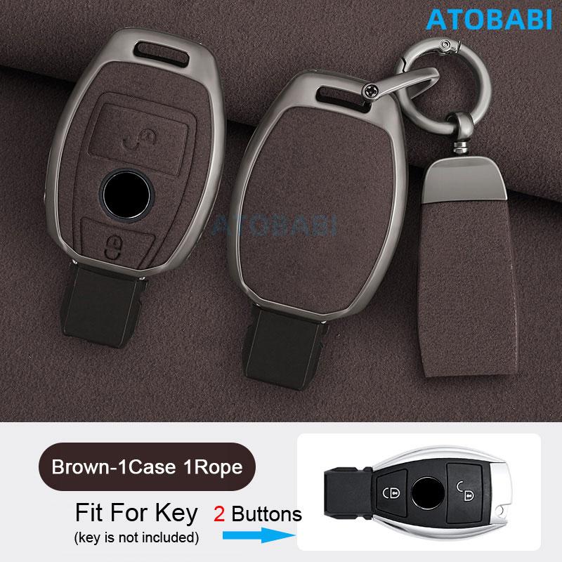 Zinc Alloy With Suede Leather Car Key Case Cover Bag For Mercedes Benz Nec Bga Type C E G S Class W204 W210 W118 W172 W212 W245