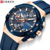 Curren 8462 Men's Six-Hand Quartz Watch with Calendar, Stopwatch, and Rubber Strap