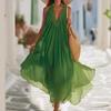New European and American slanted shoulder loose sleeveless V-neck vest dress