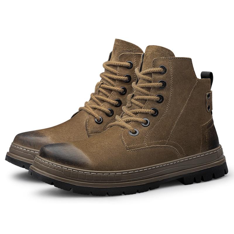 

Модные мужские ботинки с боковой молнией, классические мужские кожаные высокие повседневные туфли, 2024 г. Новое поступление, мужские уличные мотоциклетные ботинки 44