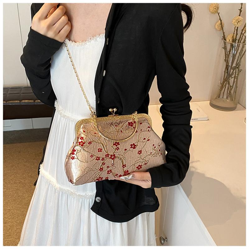 Chinese Style Handbag Embroidery Evening Bag Retro Single Shoulder Crossbody Bag Ladies Shell Bag