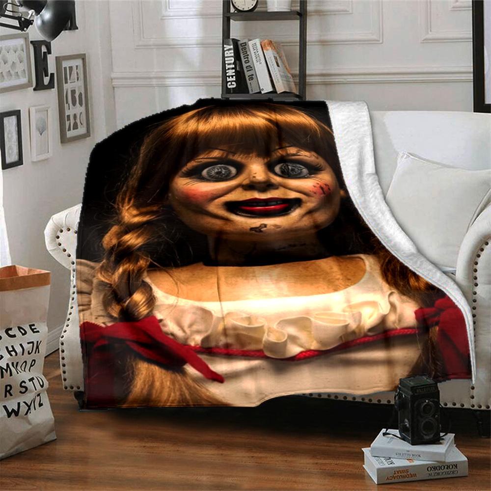 1pc Horror Doll Blanket Lightweight Flannel Blanket Throw Blanket For Sofa, Bed, Travel, Camping, Livingroom, Office, Couch