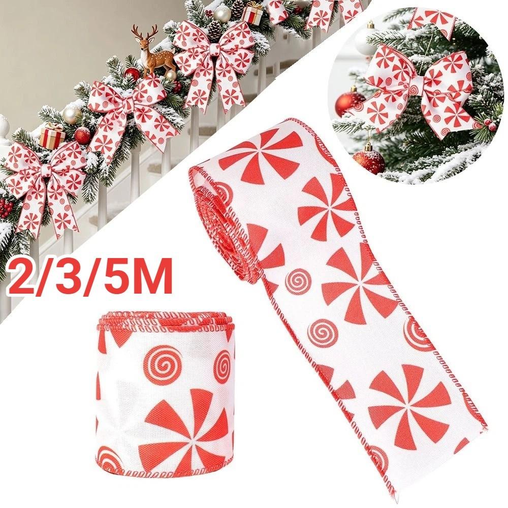 Candy Printed Christmas Wrapping Ribbon DIY Bow Decorative Webbing Christmas Tree Ornaments