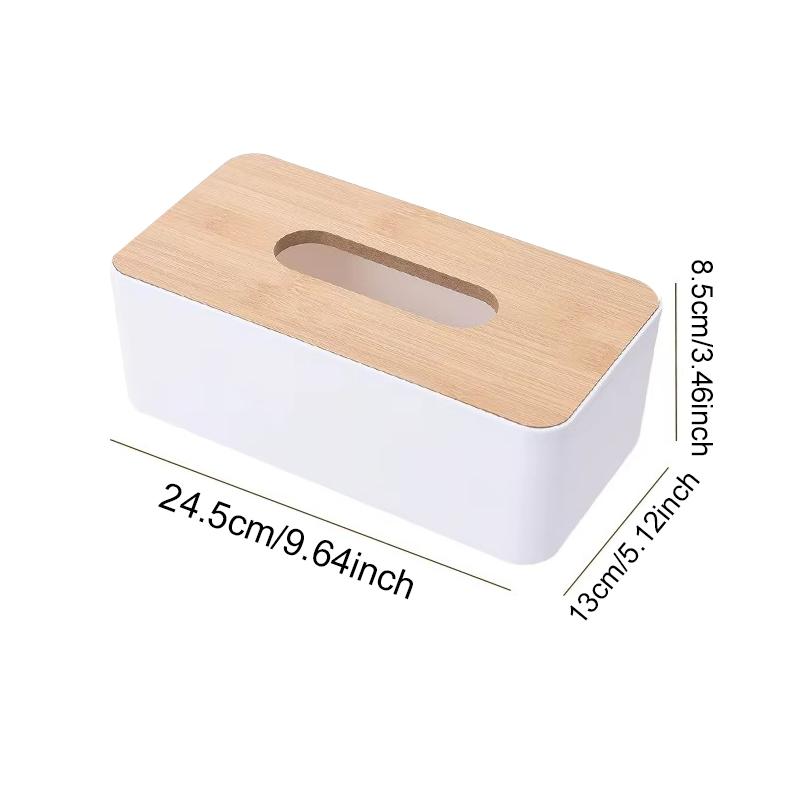 

1PC Tissue Box White Black 2 Colors Available Elegant Plastic Tissue Holder with Bamboo Cover Suitable for Home Office Hotel ZYF