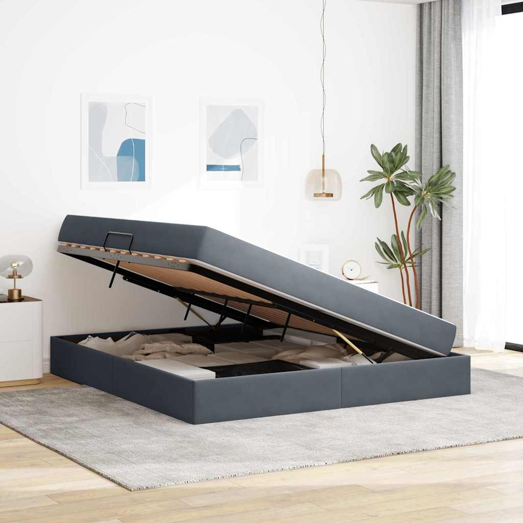 Storage Bed with Mattress Dark Grey 160 x 200 cm Velvet