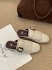 Fashion Office Slip-On Slippers For Women Outer Wear 2025 New Women's Solid Color Closed Toe Mules Breathable Side Openings Roman Sandal