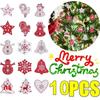 10Pcs Wooden Christmas Decorations Hanging Christmas Tree Snowflake Bells Elk Pendant for Home Decor Navidad New Year Ornament