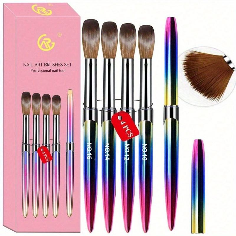 4Pcs Acrylic Nail Brush Set Acrylic Powder Brush Poly Extension Gel Brush Nail Polish Carving Pen for Women Home Solon Diy Nail Art Brushes Nail Pen