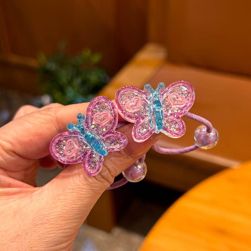 2 Pieces Cute Butterfly Princess Headwear Elastic Hair Bands for Kids Girls Hair Accessories Children Hair Ropes