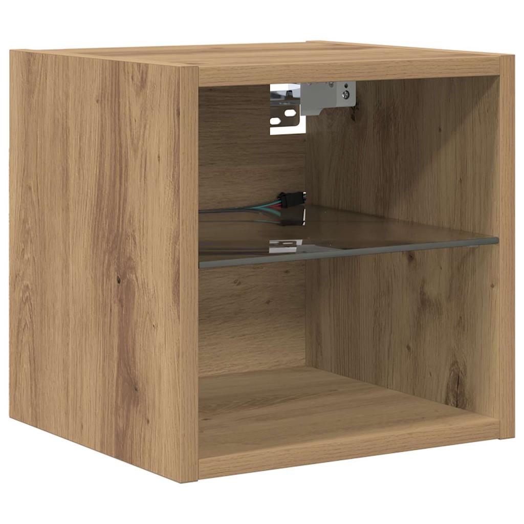 TV Wall Mounted Shelf Unit 6 pcs Artisan Oak Wood Based Material