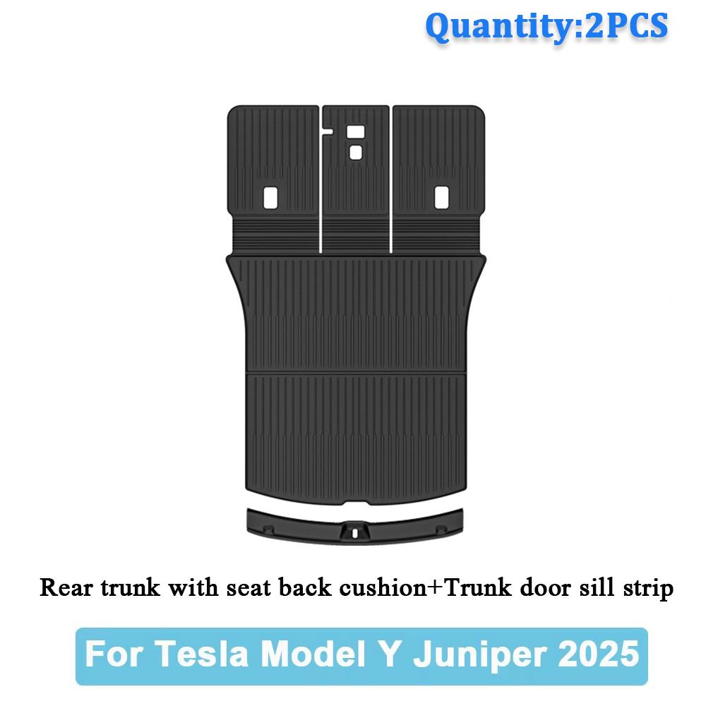 Car Trunk Mats For New Tesla Model Y 2025 Juniper TPE Floor Mats & Cargo Liner All Weather Trunk Mats Floor Liner Backrest Mats