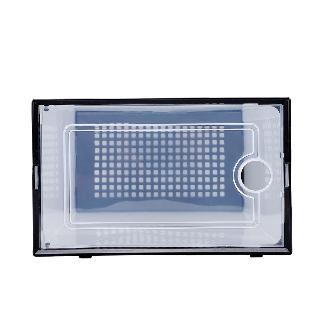 12 Pack Shoe Boxes Plastic Clear Stackable Shoe Storage Organizer Display Case with Lid for Closet Black Frame