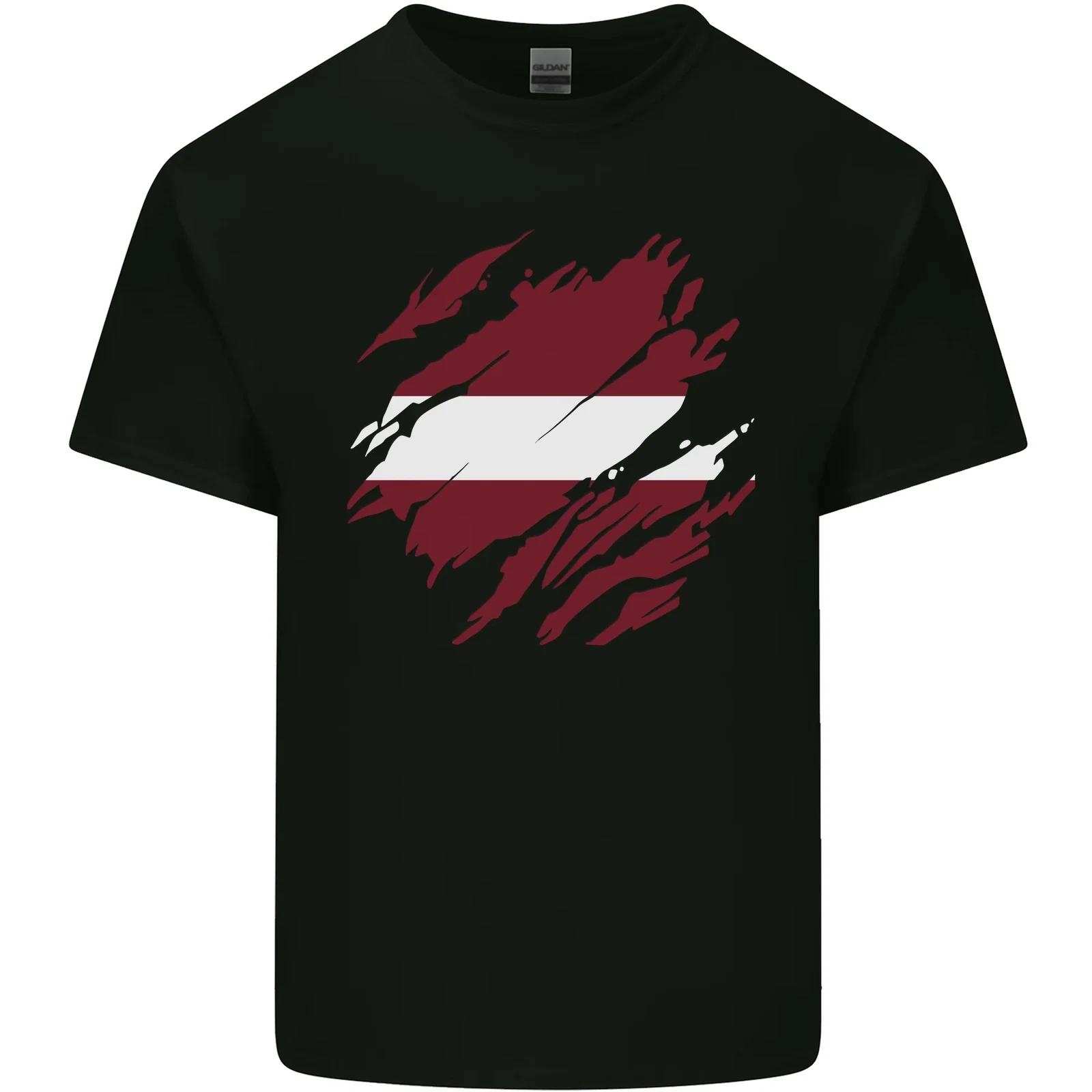 Torn Latvia Flag Latvian Day Football Kids T-Shirt Childrens M