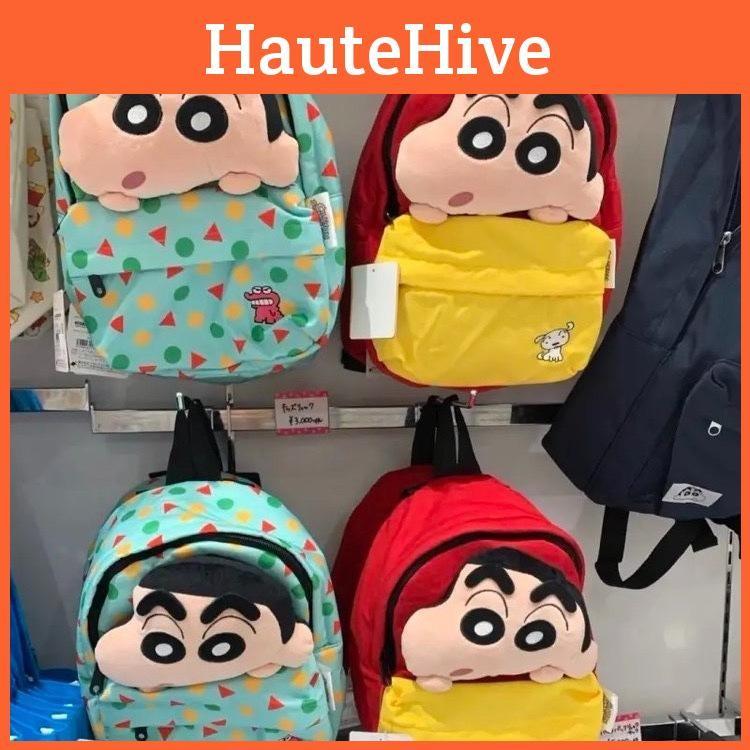Cotton Shinchan Crayon Print Backpack Versatile Bag With Nylon Material Kids For