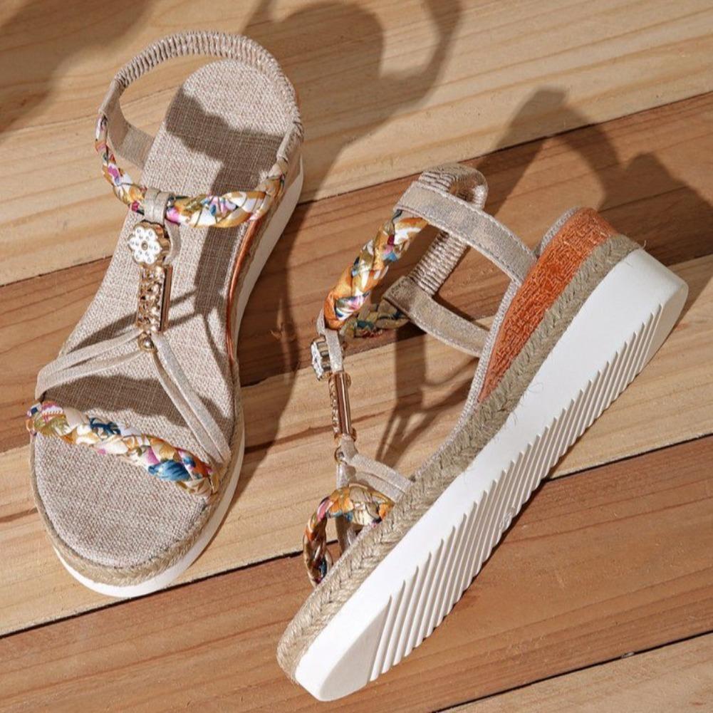 Fashion New Women Fashion Comfortable Outdoor Wedges Shoes Summer 2025 Flower Non Slip Platform Beach Low Heels Sandals Shoes for Women