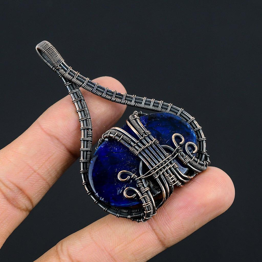 Blue Flash Labradorite Handmade Pendant, Natural Gemstone Jewelry, 999 Copper Wire Wrapped Pendant Jewelry, For Gift