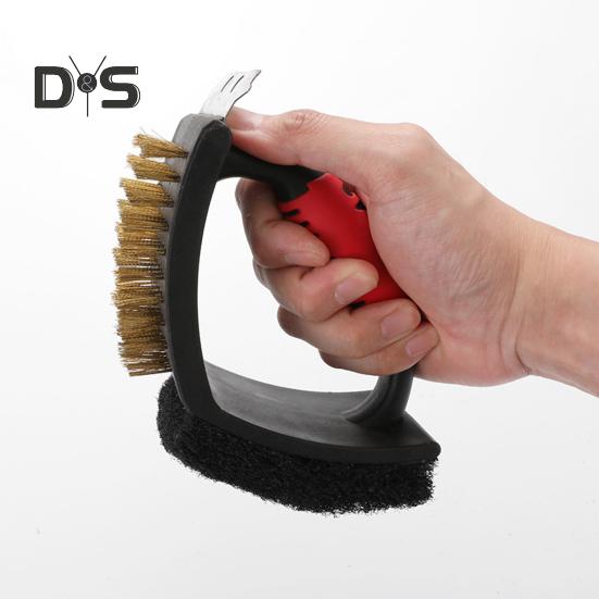 Univerzální škrabka na grilování 3 v 1 Tepelně odolná nerezová ocel na čištění grilů pro plynové uhlí a běžné trouby