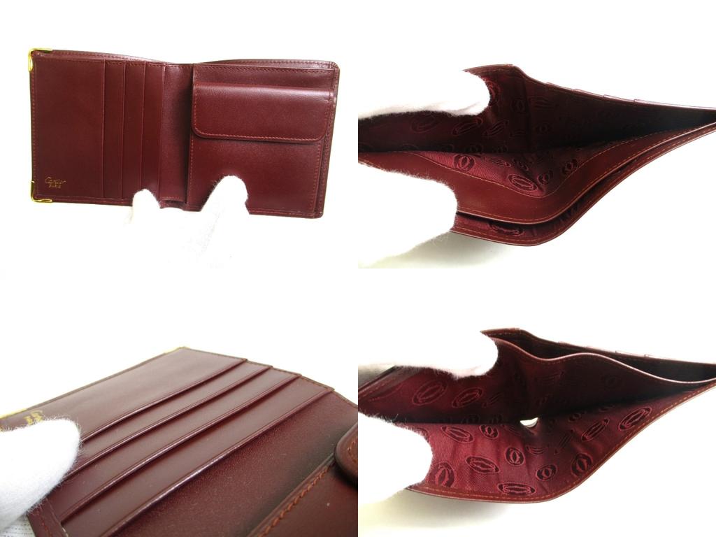 Authentic Cartier Must de Cartier Bordeaux Leather Bifold Wallet Purse #a549  Refurbished
