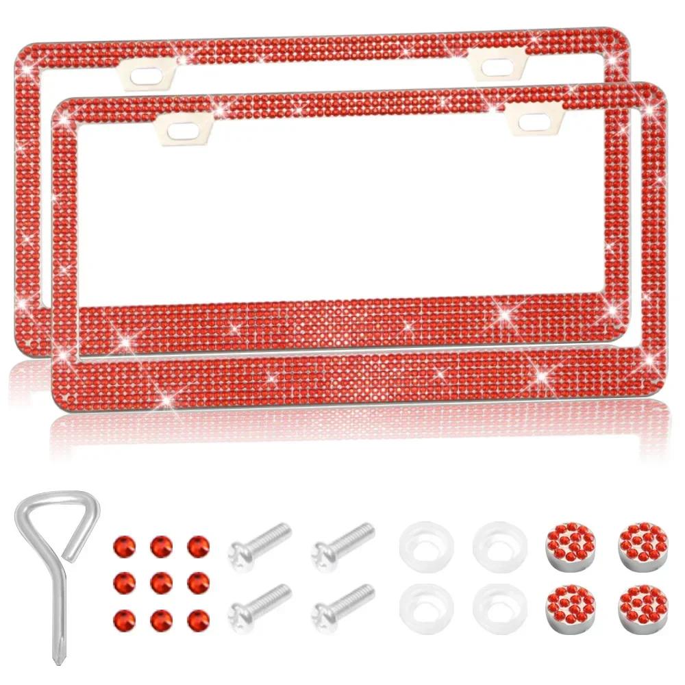 Bling License Plate Frame for Women, 1PCS Sparkly License Plate Frames| Over 1200 pcs 14 Facets Bedazzled Clear Glass Diamond