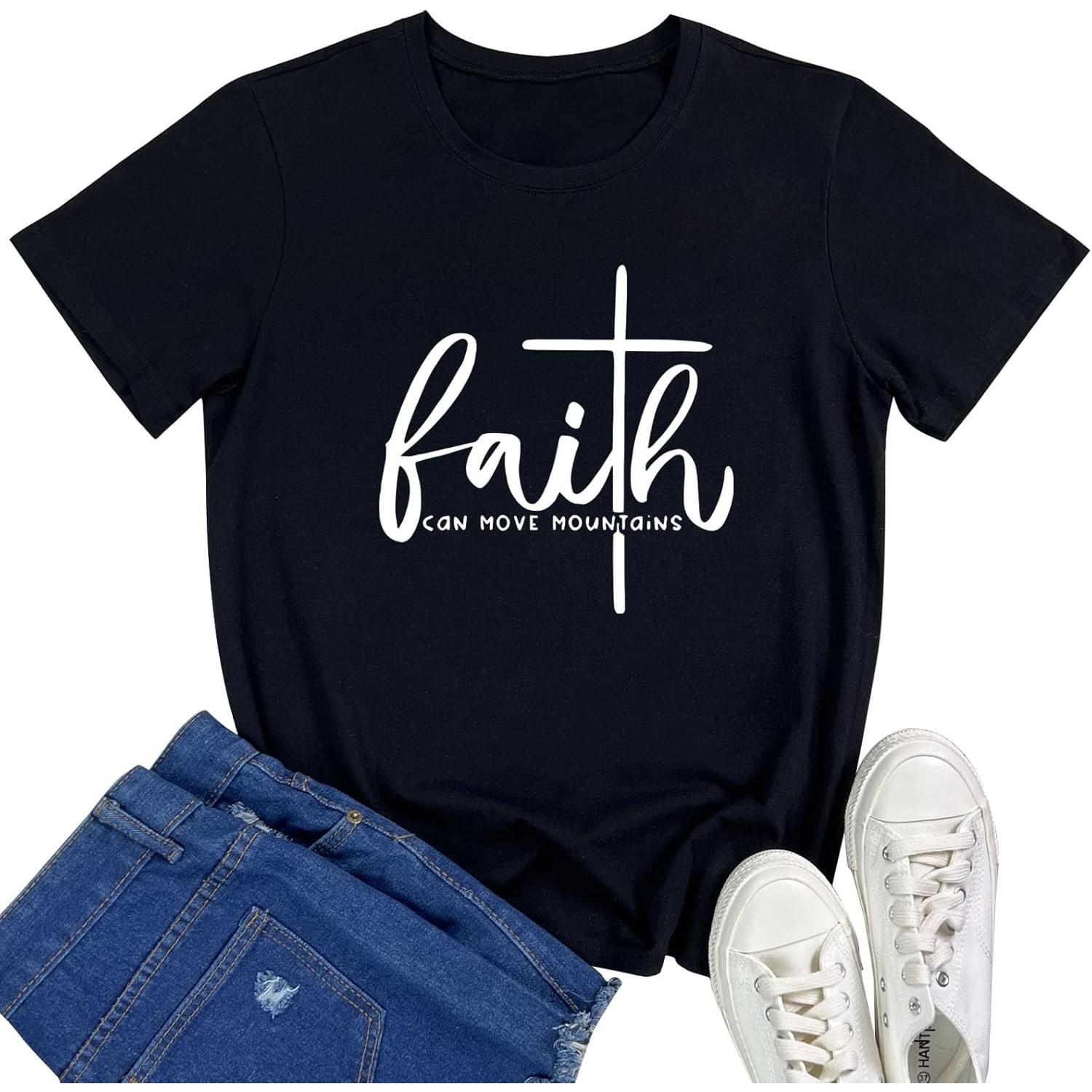 BLACKMYTH Women Faith Cute Tees Graphic T Shirts S