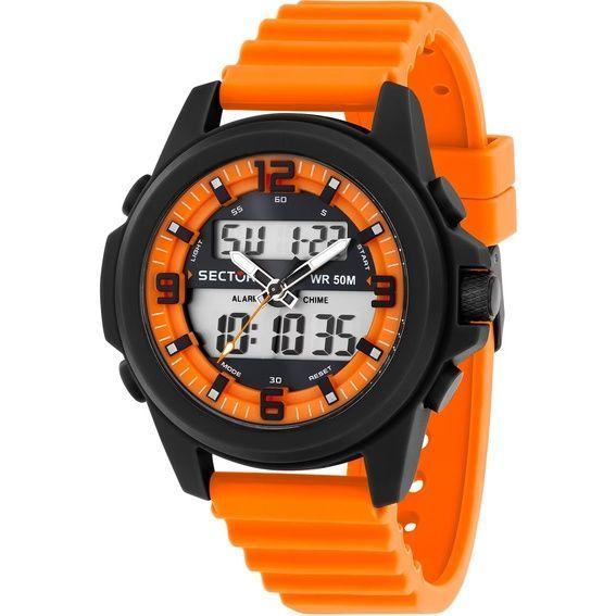 

Sector Ex-48 Silicone Strap Black And Orange Dial Quartz R3251302002 Men s Watch помаранчевий