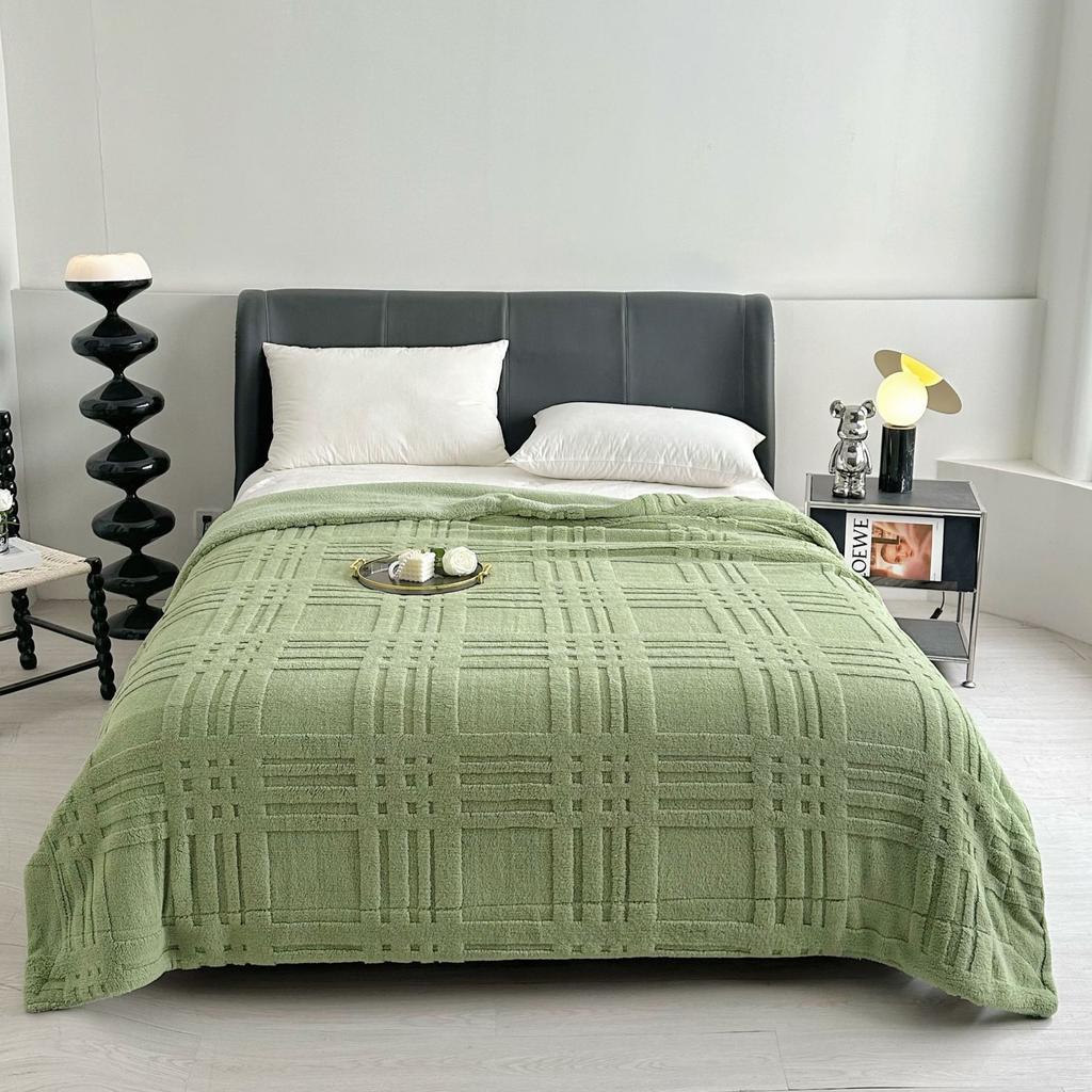Nine-Grid Double-Layer Blanket Thickened Same Color Lamb Wool Skin-Friendly Comfortable Multi-Functional Leisure Nap Blanket