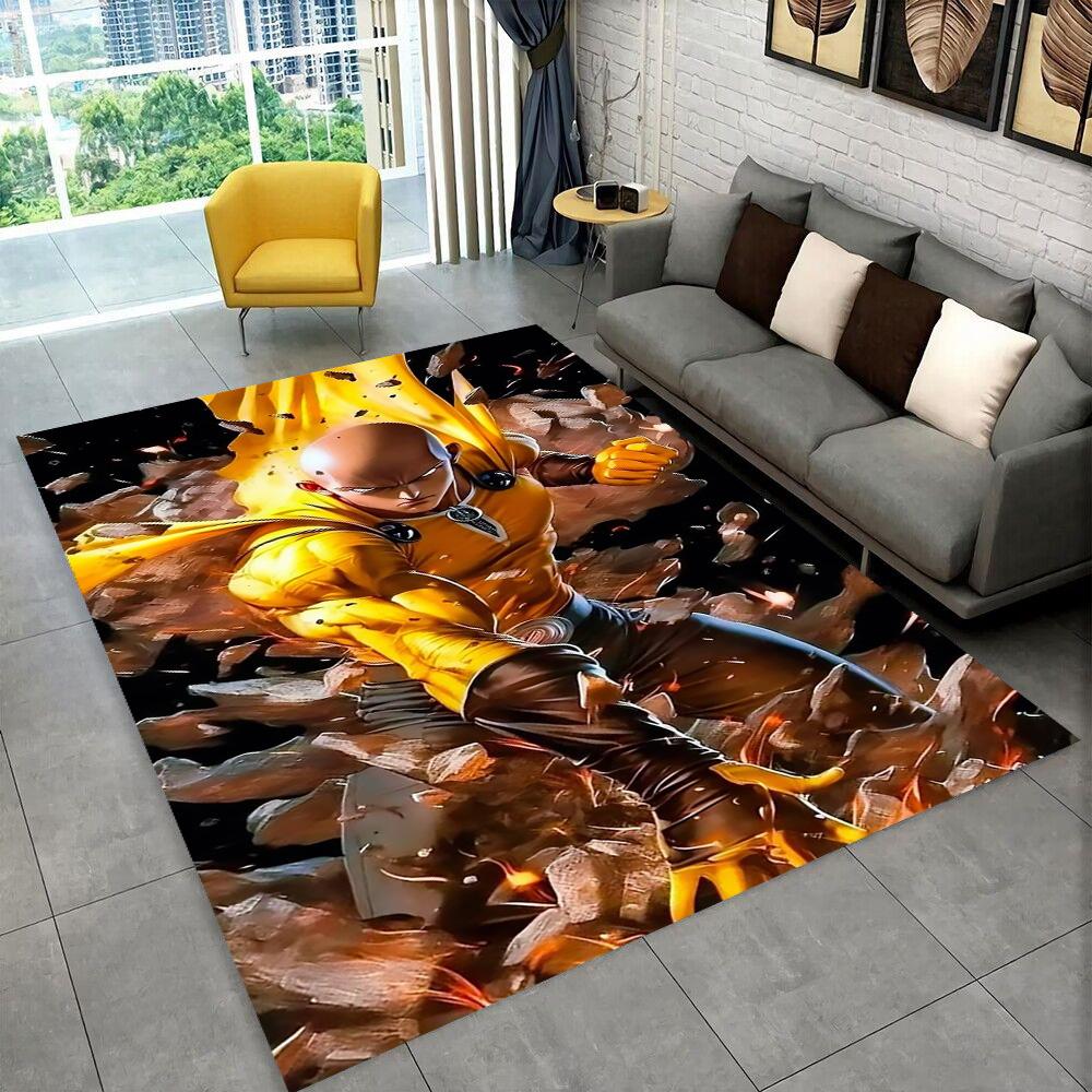 3D One Punch Man Saitama Cartoon Anime Teppich für Wohnzimmer Schlafzimmer Zuhause Sofa Dekoration, Kinder Spiel Rutschfeste Bodenmatte