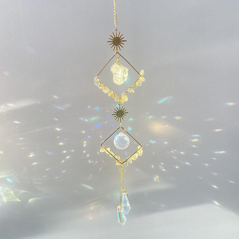 Crystal Suncatchers with Chain Rainbow Maker Crystal Prisms Decor Hanging Moon Wind Chimes for Home Garden Party Wedding Ornament Gift Mother