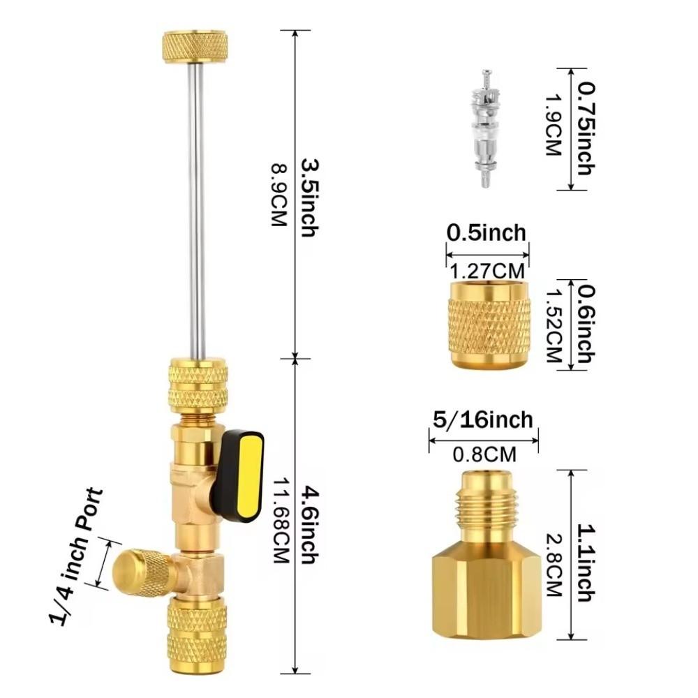 Dual Size Ports Valve Core Installer Valve Removal Tool Kit For R410A Refrigerant System