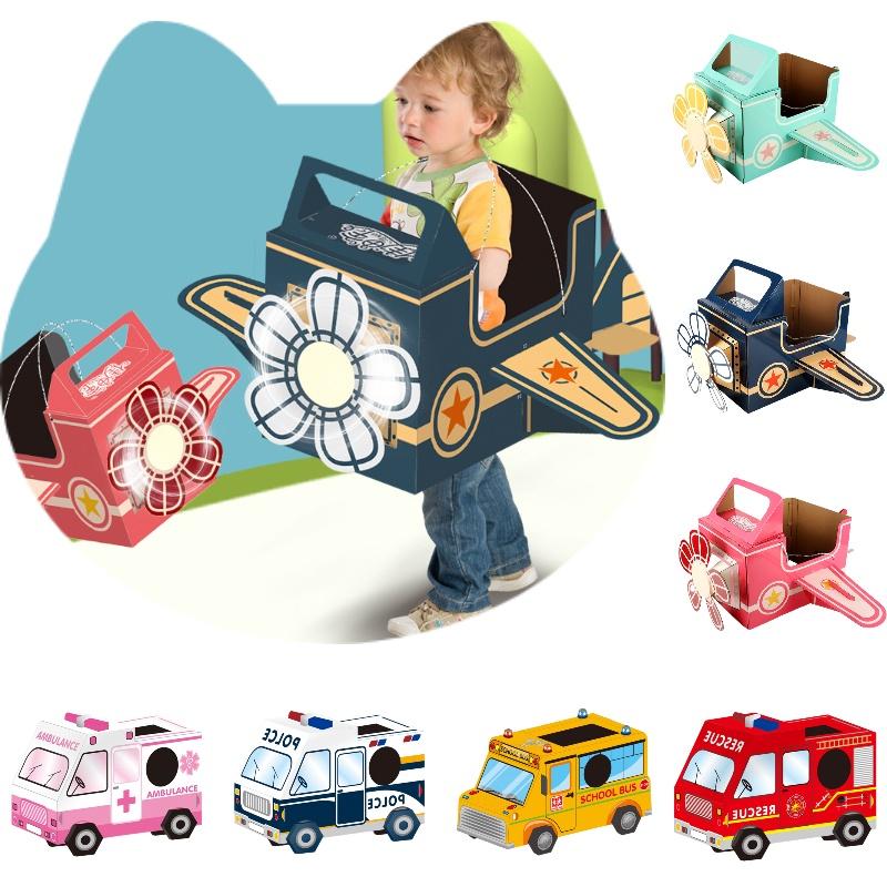 Tragbares Spielzeugflugzeug aus Papierkarton für Kinder, DIY-Dinosaurier-Spielzeug für draußen, mehrfarbig, für Kindergartenkinder