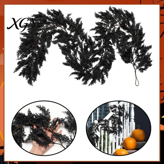 Dark Aesthetic Party Backdrop Props Halloween Lighted Creepy Vine Garland with LED Lights, Black Faux Twig for Mantle Decorative Vines Mantelpiece