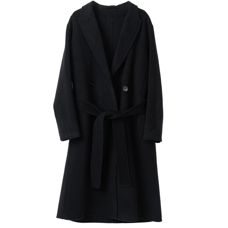 

Жіноче кашемірове пальто Qinghe кашемір 30% кашемір 70% шерсть Жіноче осінньо-зимове кашемірове пальто куртка м яка і тепла S каталіна синього кольору