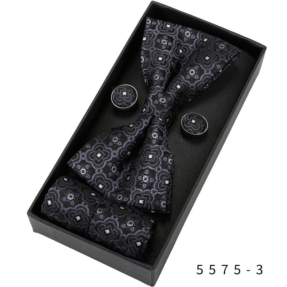 Men's Formal & Casual Bow Tie, Cufflinks, and Pocket Square Set - Korean Style for Weddings & Events