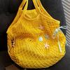 Portable Hollow Woven Shoulder Bag Korean Style Woven Grocery Bag Vacation Beach Bag  Swimming