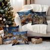 Christmas City Night View Cushions Pillowcase Polyester Cushion Cover Throw Pillow Pillowcover Home Car Sofa Decor