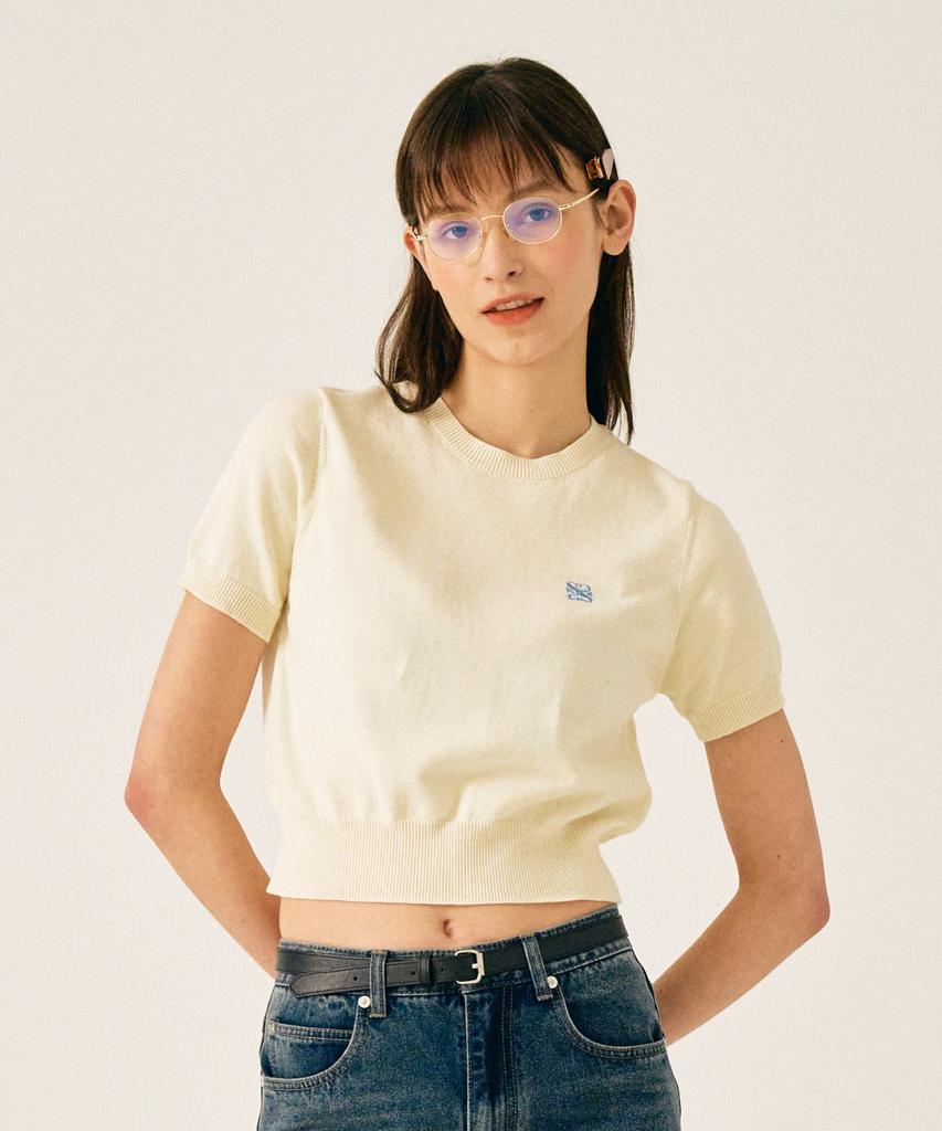 Seteo (W) Classic Crew Neck Half Knit Cream