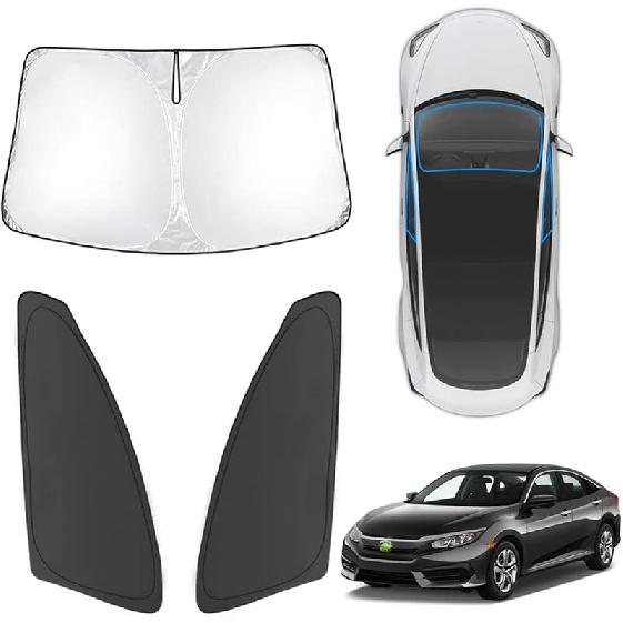 Karltys 3PCS Front And Side Windshield Sun Shade For 2015-2024 2025 Jeep Renegade, Reflective Window Sunshade Fit Renegade, Foldable Sun Shield Sun