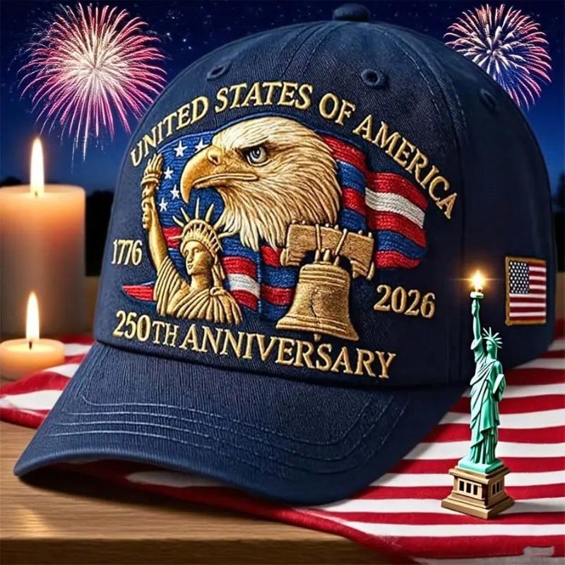 1pc Men's USA 250th Anniversary 1776-2026 Patriotic Baseball Cap, Skull Street Polyester Snapback Hats for Men,Retirement Party