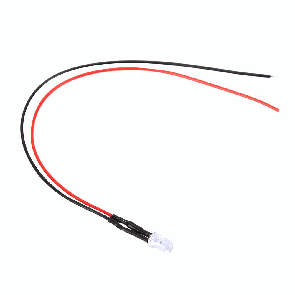 10 Stück 12V 5mm LED Leuchtdiode Verdrahtet Mehrfarbiges LED Lichtkabel 20cm 0.06W(Weiß)