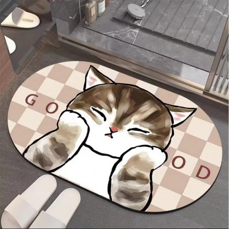 Simple Bathroom Floor Mat Water-Absorbing Quick-Drying Diatom Mud Floor Mat Household Bathroom Door Wear-Resistant, Dirt-Resistant And Non-Slip Floor