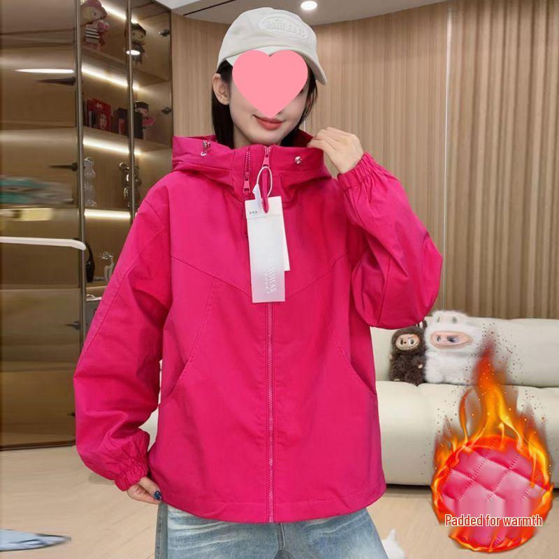 Women's Cotton Windbreaker Jacket with Double Zipper