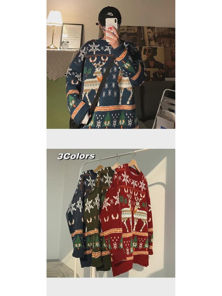 Jaquetas de Inverno para Casal em Estilo Coreano e Suéteres de Natal Aconchegantes