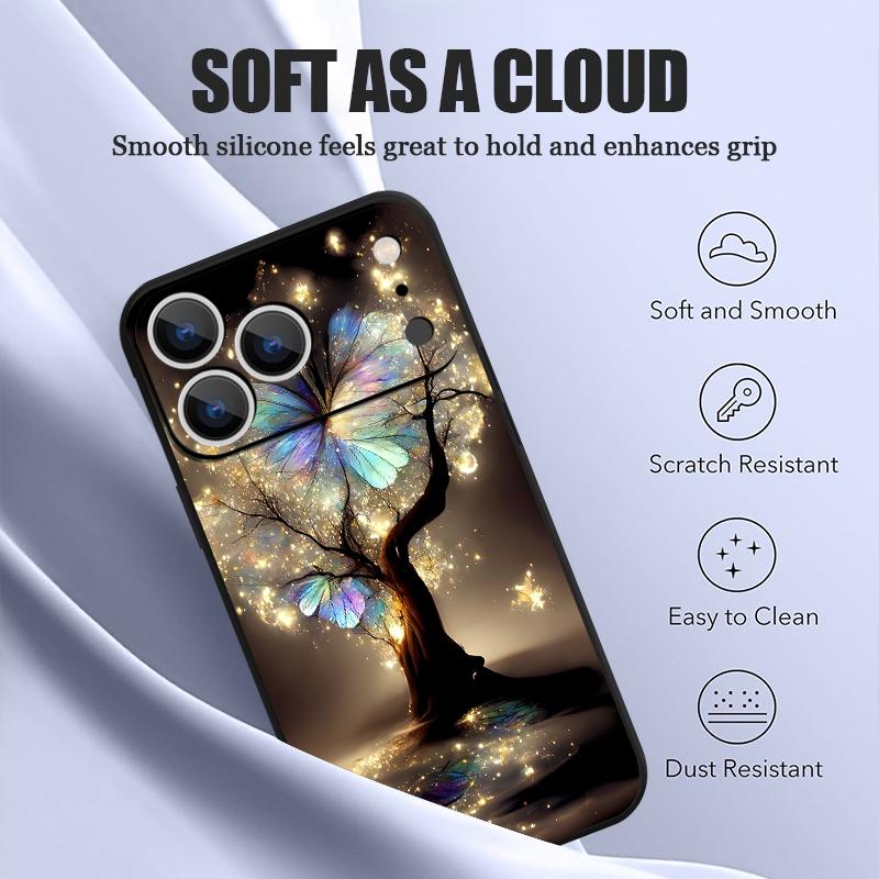 Shining Fantasy Tree Butterfly Case For iPhone 17 Pro Max Magnetic For Magsafe Silicone Cover For iPhone 16 Pro Max Funda iPhone 15 14 13 12 11 16E