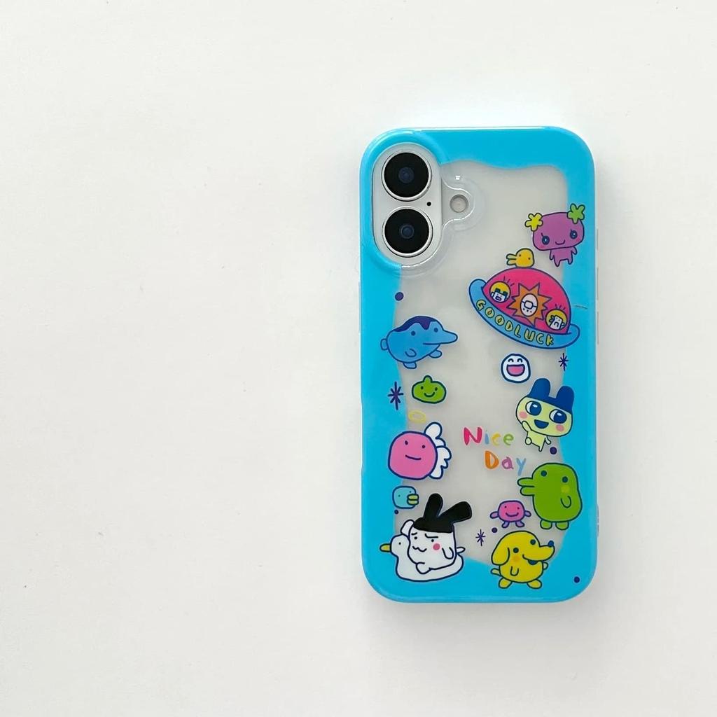 Cartoon Comic T-Tamagotchi  Phone Case For iPhone 17 16 15 14 13 12 11 Pro Max 14 15 16 17Air Plus Sweet Cute Y2K Girl Cover