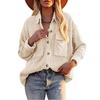 Women's  And Winter Loose Corduroy Lapel Double Pockets Long-Sleeved Shirt Jacket