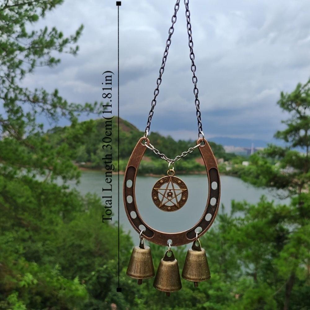 Creative Retro Wind Chimes Horse-Shaped Courtyard Hanging Ornament Blessing Metal Pendant  Backyard