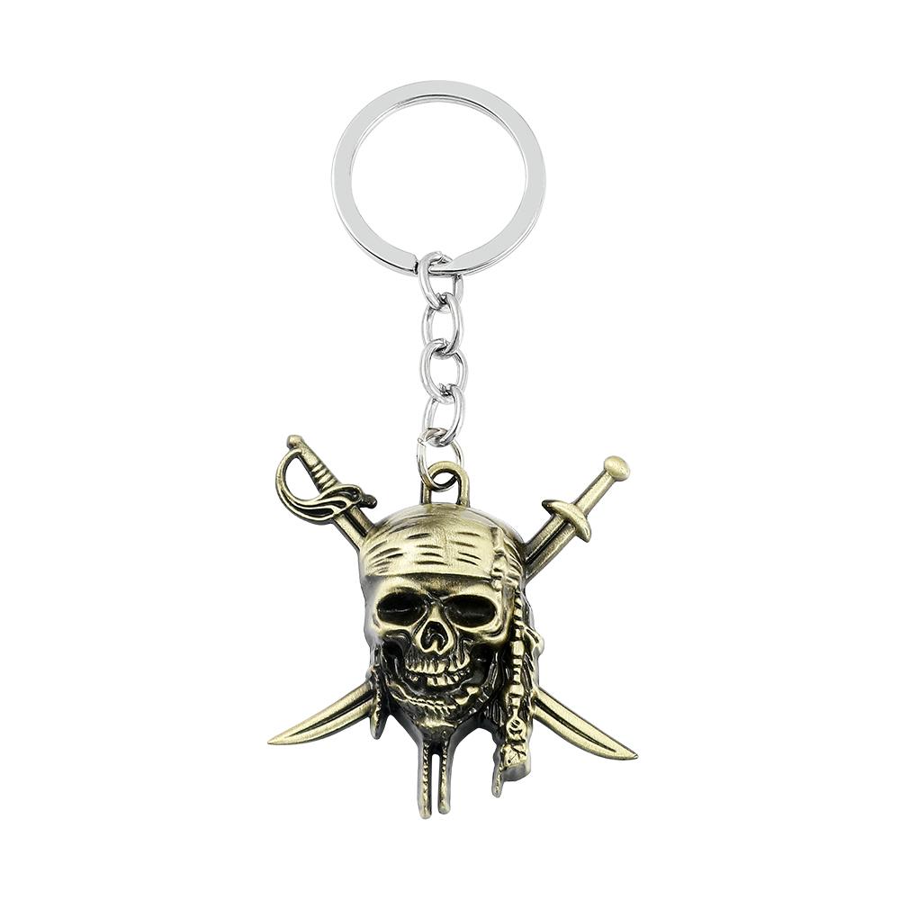 Fashion Vintage Key Chain Charm Pirates Of The Caribbean Keychain Jack Sparrow's Skull Pendant Keyring For Men Women Gifts